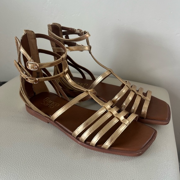 Franco Sarto Melour Gold gladiator Sandals Size 9.5 - Picture 2 of 9
